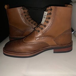 Brown leather boots